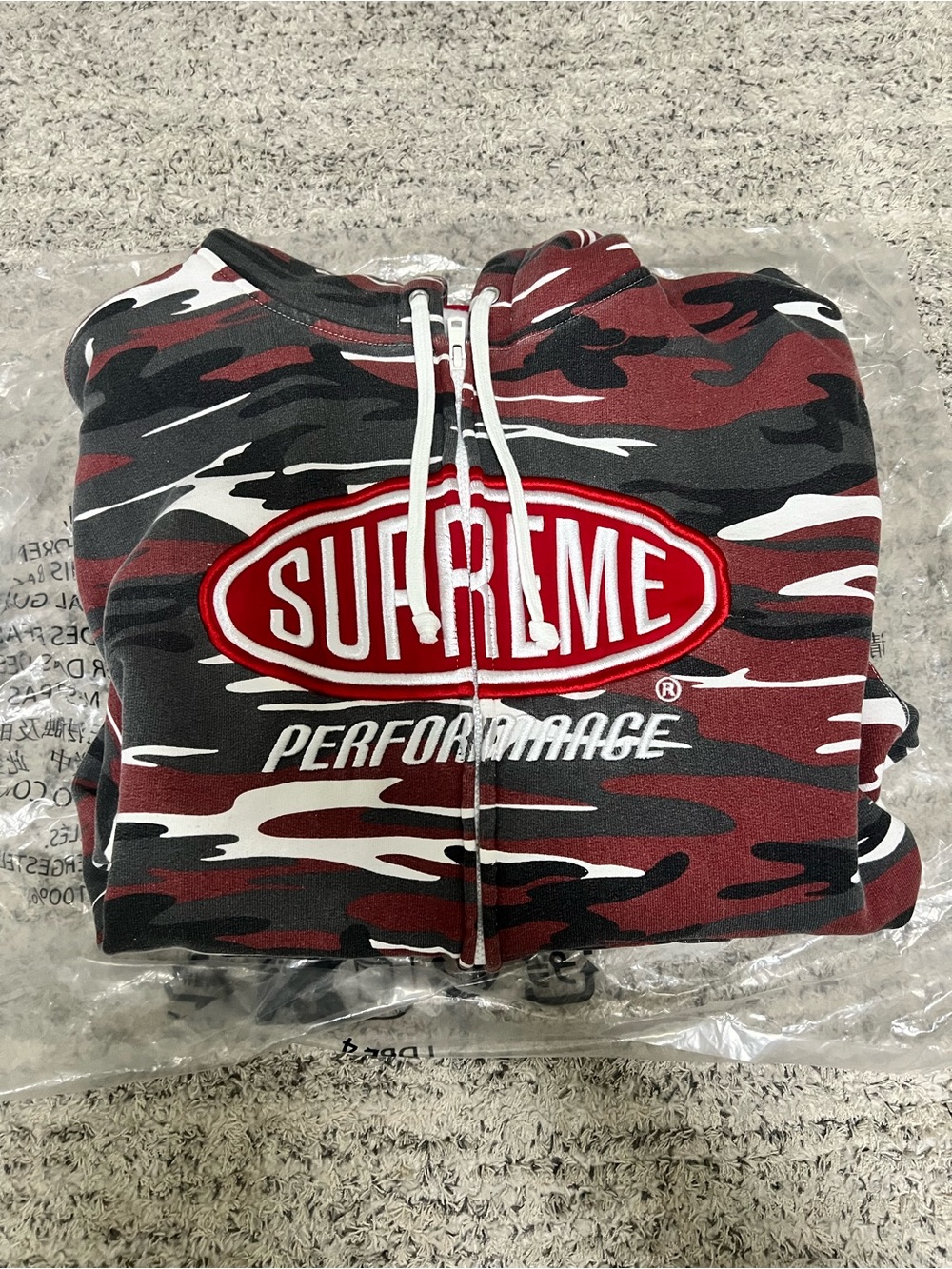 Supreme Red Black White Camo Zip Hoodie